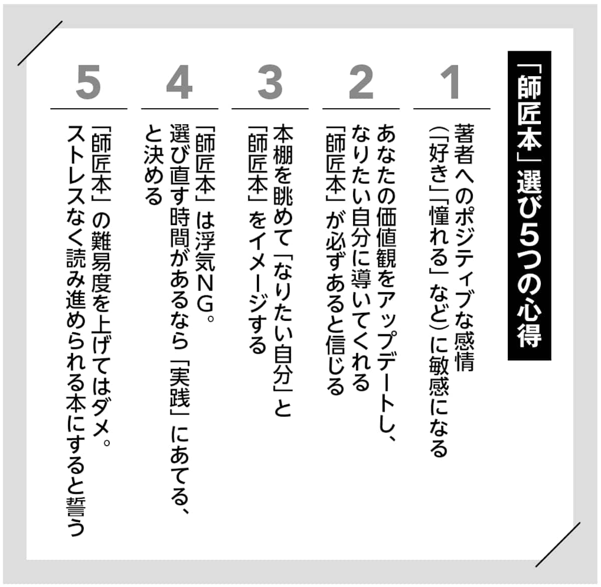 「師匠本」選び5つの心得